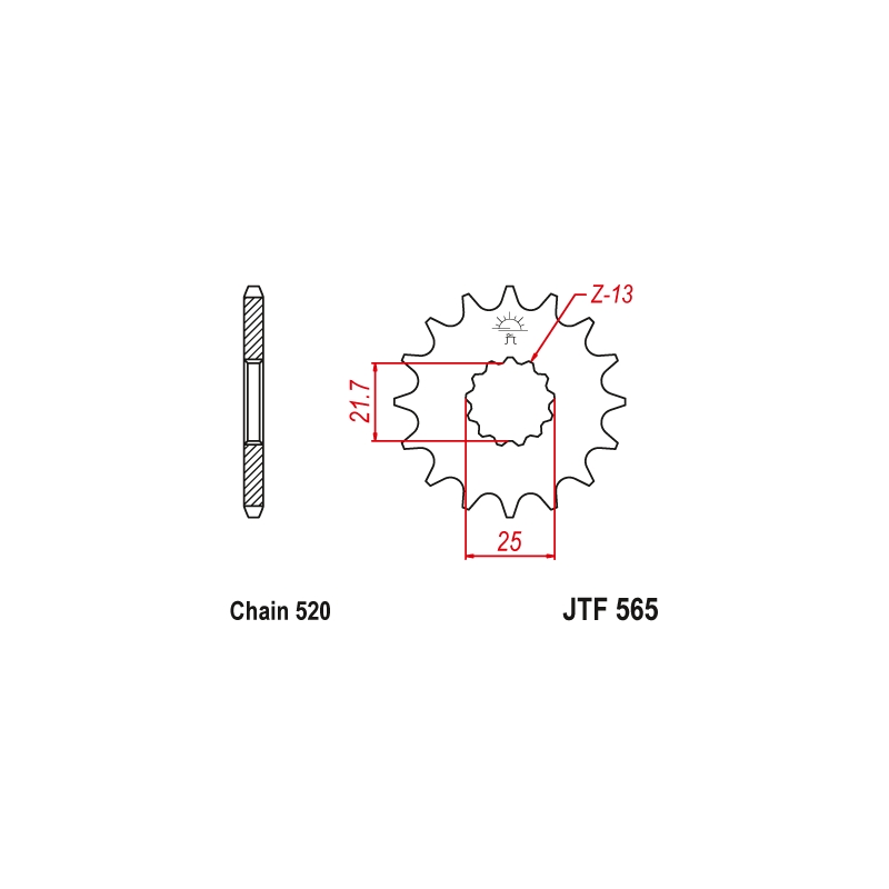 Pinion fata JT 16T, 520