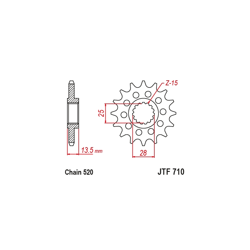 Pinion fata JT 17T, 520 rubber cushioned