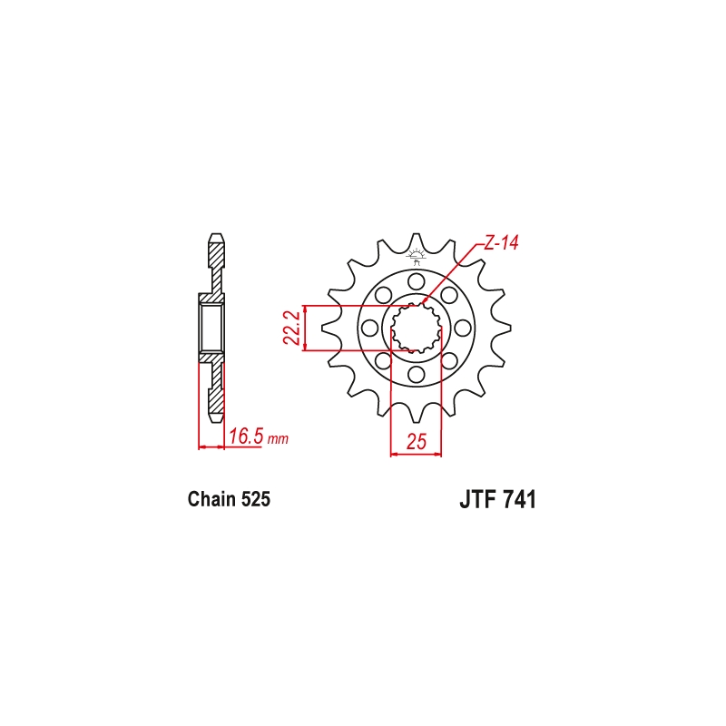Pinion fata JT 15T, 525