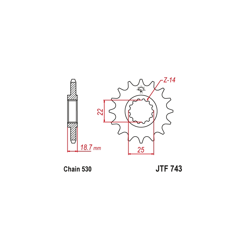Pinion fata JT 15T, 530