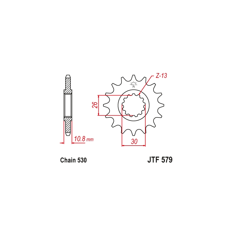 Pinion fata JT 18T, 530