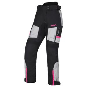 Pantaloni motociclisți crop pentru femei RSA EXO 2 negru-gri-roz