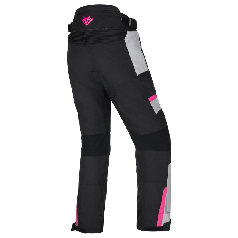 Pantaloni motociclisți crop pentru femei RSA EXO 2 negru-gri-roz