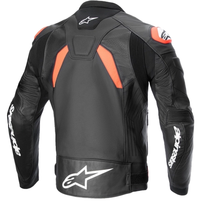 Geacă din piele moto Alpinestars GP plus R 4 Airflow negru-rosu fluo-alb