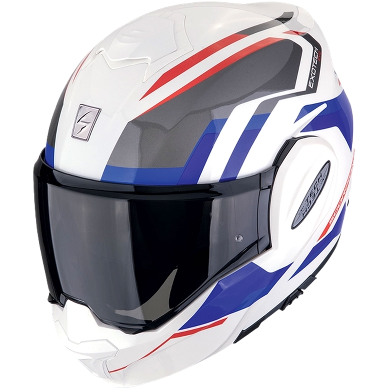 Casca de motociclete rabatabila Scorpion EXO-TECH EVO FURIO alb-rosu-albastru