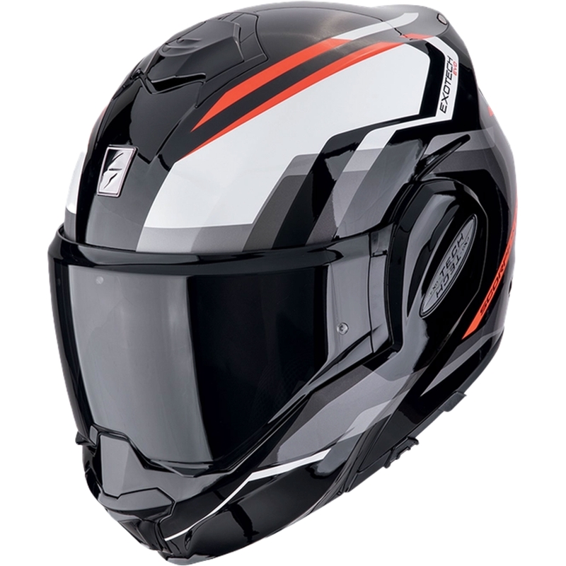 Casca de motociclete rabatabila Scorpion EXO-TECH EVO FURIO negru-rosu lichidare