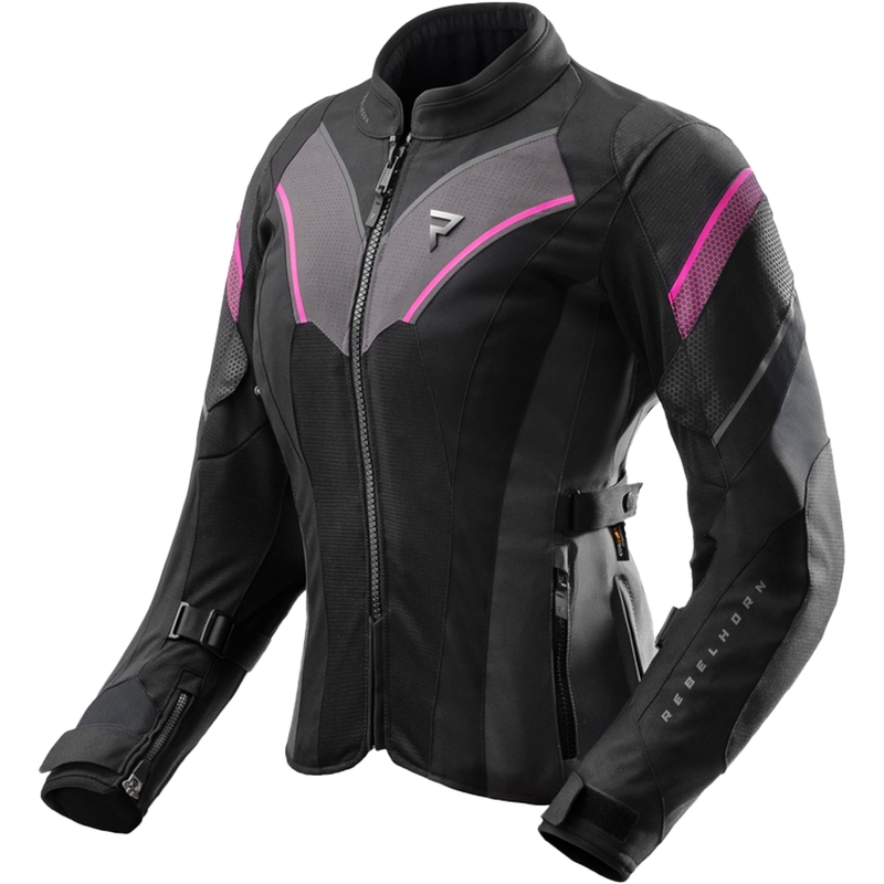 Jachetă de motocicletă pentru femei Rebelhorn Hiflow V Black-Grey-Pink