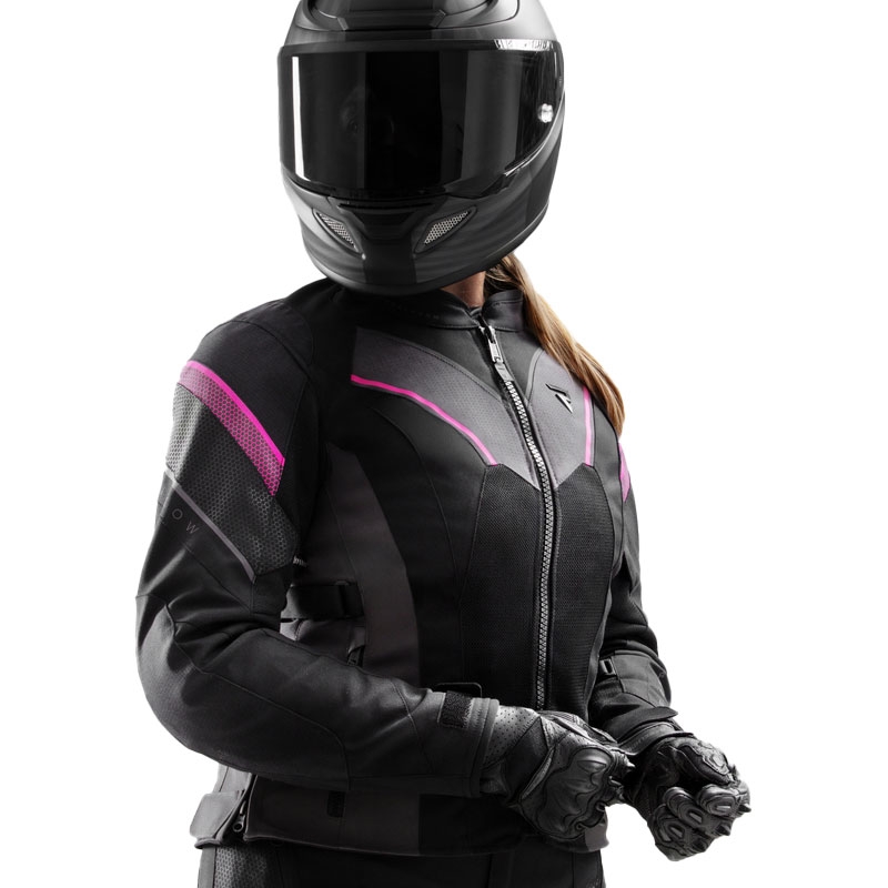 Jachetă de motocicletă pentru femei Rebelhorn Hiflow V Black-Grey-Pink