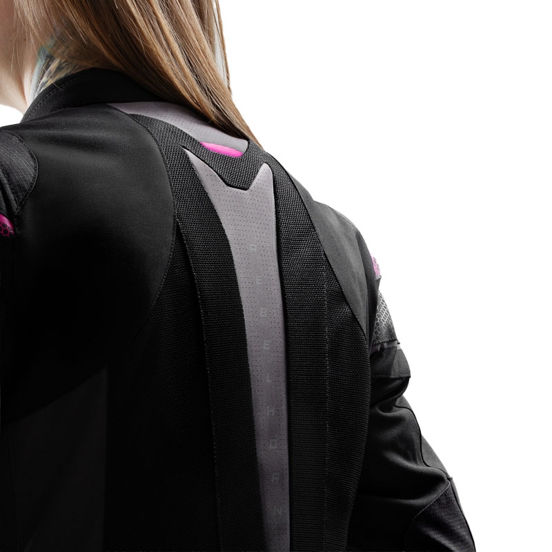 Jachetă de motocicletă pentru femei Rebelhorn Hiflow V Black-Grey-Pink