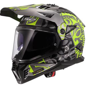Cască de motocicletă enduro LS2 MX702 Pioneer II Rangi galben fluo
