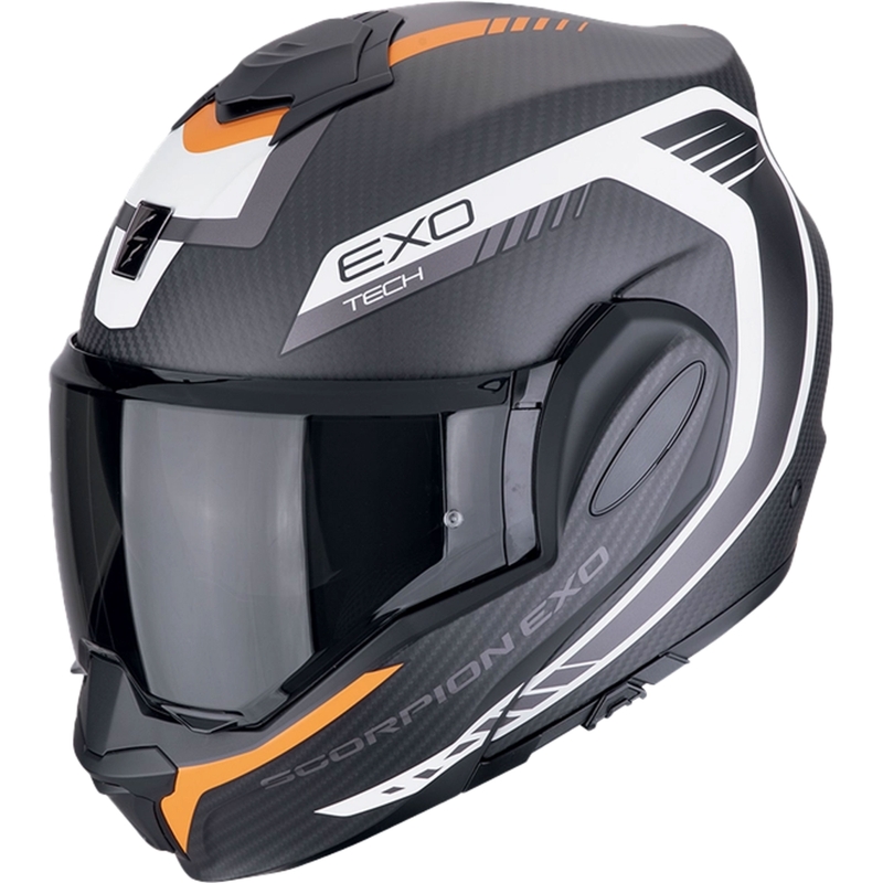 Cască de motocicletă rabatabilă Scorpion EXO-TECH EVO CARBON COSY, negru-portocaliu mat