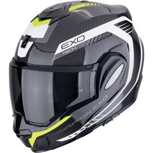Cască de motocicletă rabatabilă Scorpion EXO-TECH EVO CARBON COSY negru-galben fluo