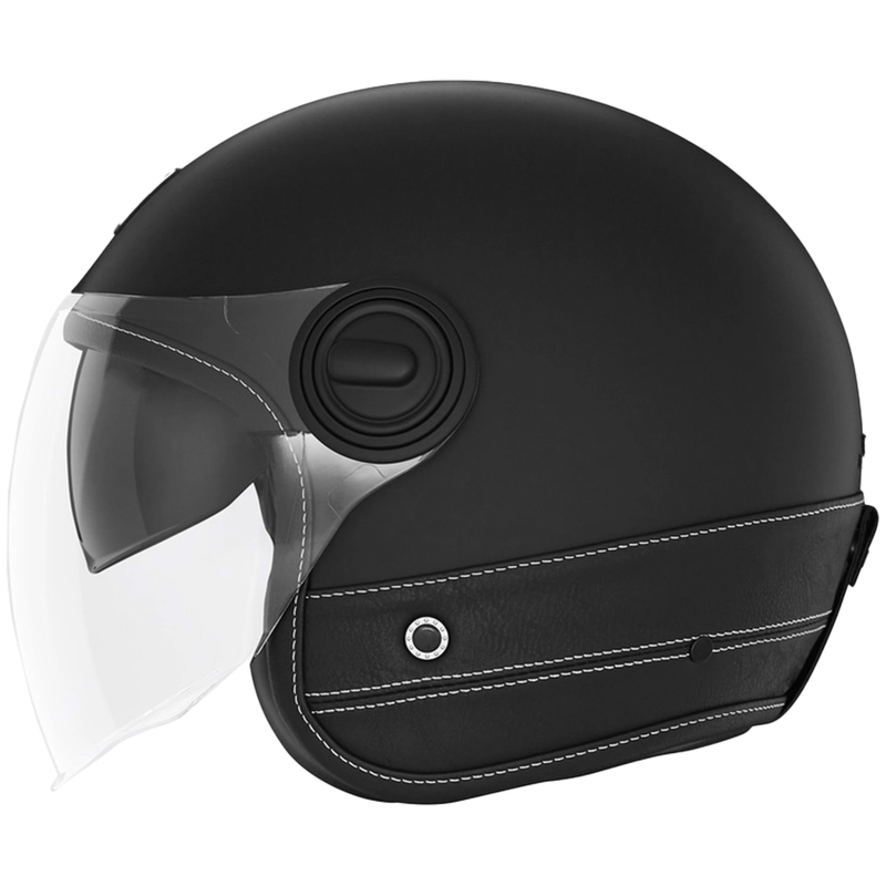 Cască de motocicletă deschisă NOX PREMIUM Heritage din piele neagră