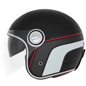 Casca moto deschisa NOX PREMIUM Heritage mat negru-rosu-alb
