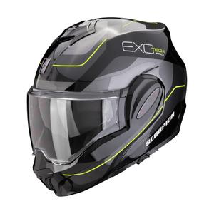 Cască de motocicletă Scorpion EXO-TECH EVO PRO COMMUTA flip-up negru-argintiu-galben - calitatea a II-a - II. calitate - II. calitate