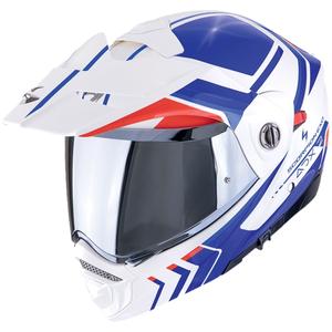 Cască de motocicletă rabatabilă Scorpion ADX-2 LEWIS alb-albastru-roșu