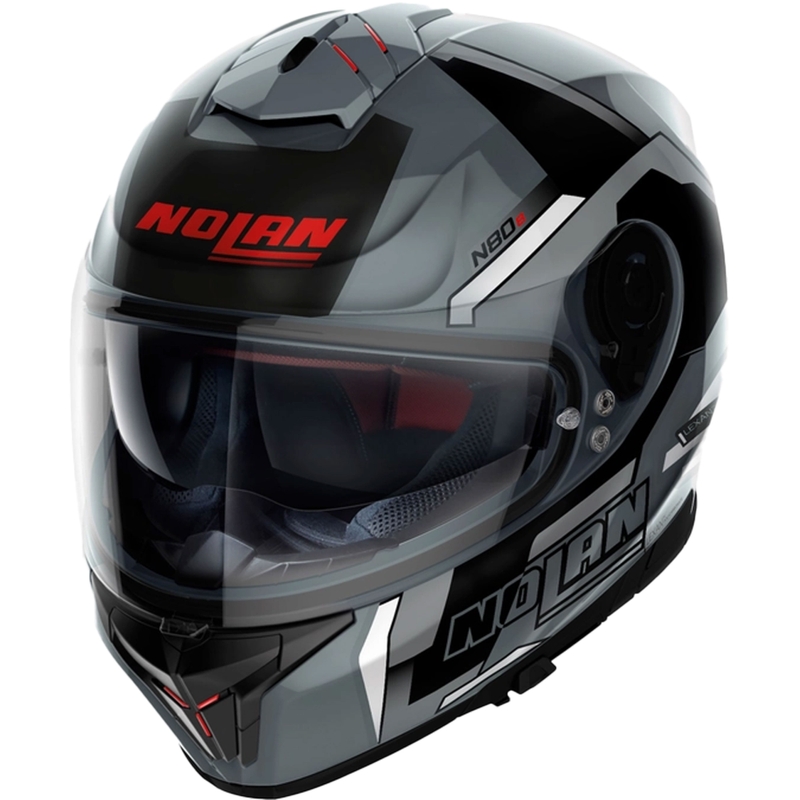 Cască integrală pentru motocicletă Nolan N80-8 Wanted N-Com, negru-gri lucios