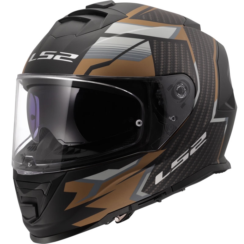 Cască integrală pentru motocicletă LS2 FF800 Storm II Tracker negru-auriu