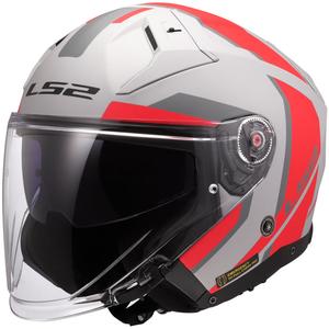 Cască de motocicletă deschisă LS2 OF603 Infinity II Focus gri-roșu