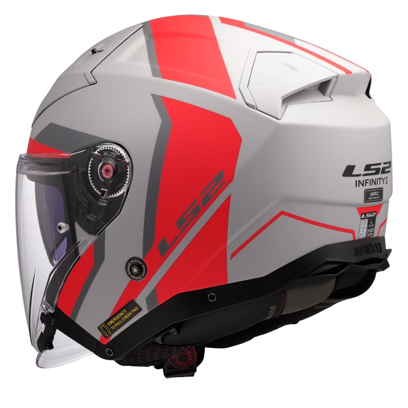 Cască de motocicletă deschisă LS2 OF603 Infinity II Focus gri-roșu