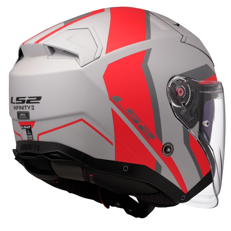 Cască de motocicletă deschisă LS2 OF603 Infinity II Focus gri-roșu