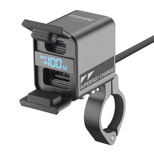 Încărcător Interphone USB-C, USB-A cu încărcare baterie motocicletă negru