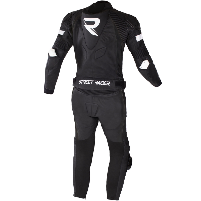 Costum de motocicletă din piele Street Racer Fast Track 2.1 negru-alb