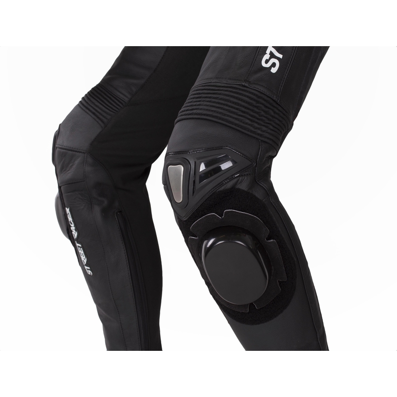 Costum de motocicletă din piele Street Racer Fast Track 2.1 negru-alb