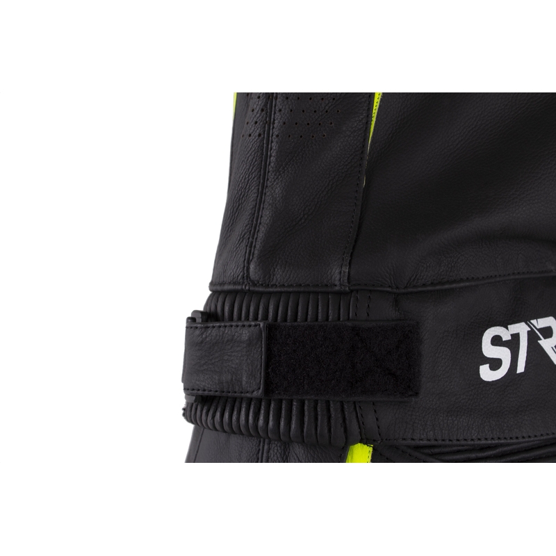 Costum de motocicletă din piele Street Racer Fast Track 2.1 Negru-Galben fluo-Alb