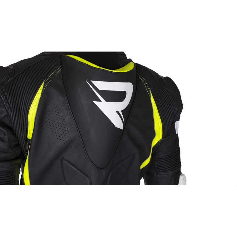 Costum de motocicletă din piele Street Racer Fast Track 2.1 Negru-Galben fluo-Alb