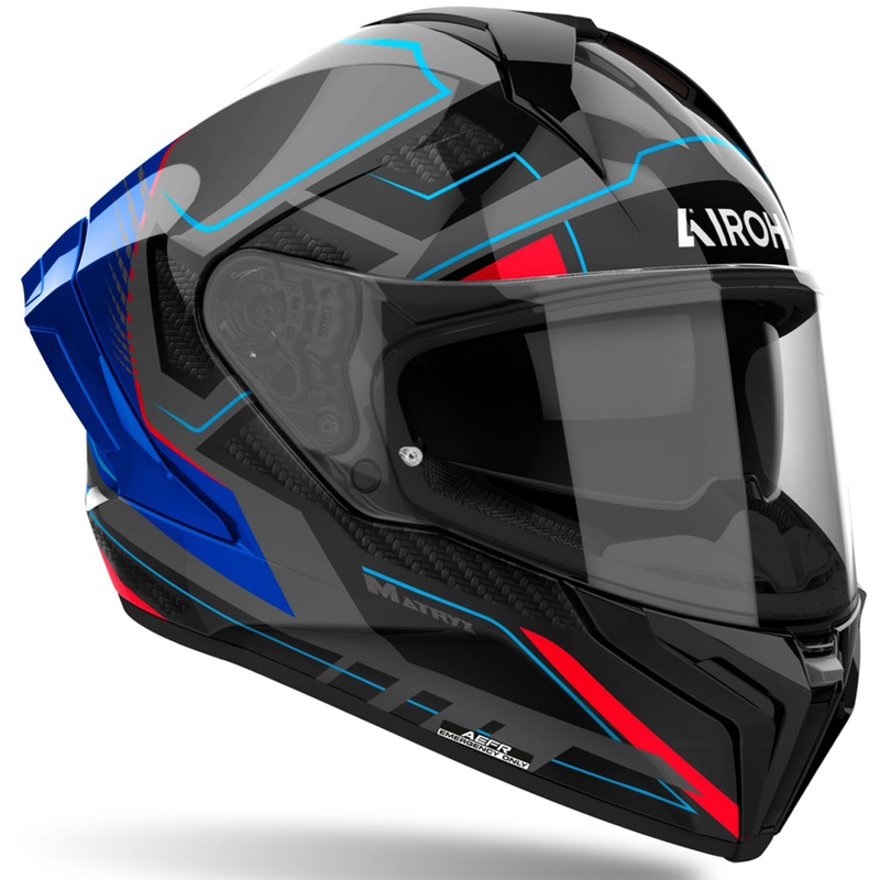 Cască integrală pentru motocicletă Airoh MATRYX Rocket albastru-roșu lucios