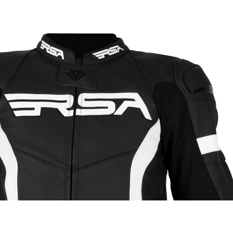 Salopetă de motociclist RSA Imola 2.1 din piele albă și neagră