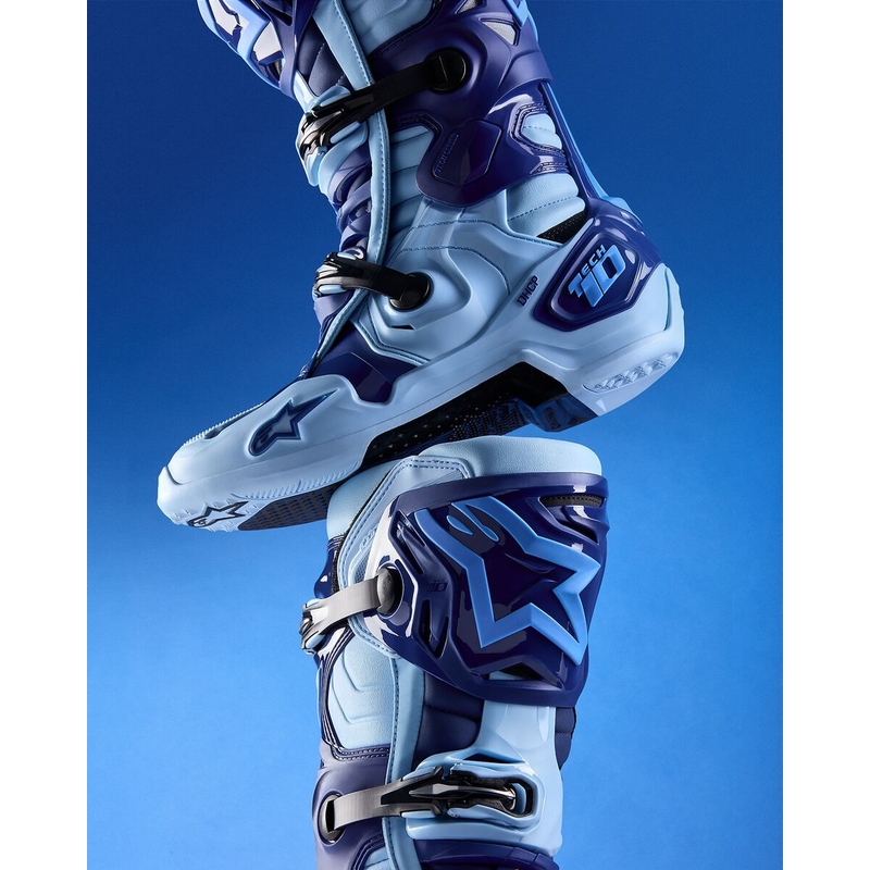 Ghete Motocicletă Alpinestars Tech 10 Ediție Limitată Steelers Albastru-Albastru Deschis