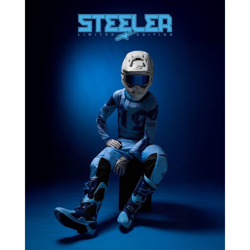 Ghete Motocicletă Alpinestars Tech 10 Ediție Limitată Steelers Albastru-Albastru Deschis