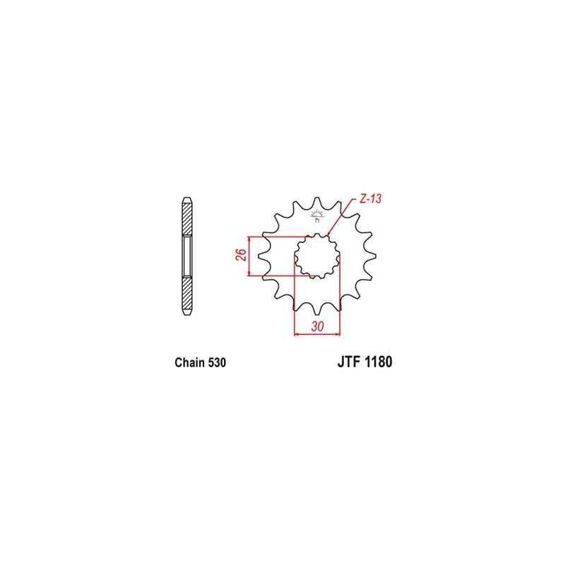 Pinion fata JT 18T, 530