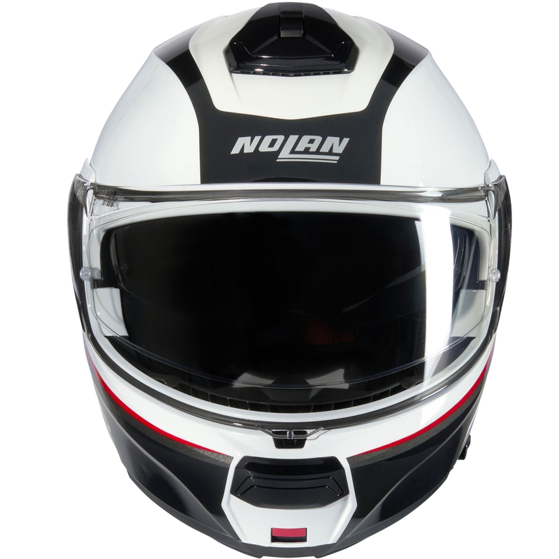 Cască de motocicletă pliabilă Nolan N100-6 Incognito N-COM 344 alb-negru-roșu