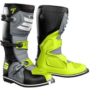 Ghete moto Shot Race 2 negru-gri-galben fluo