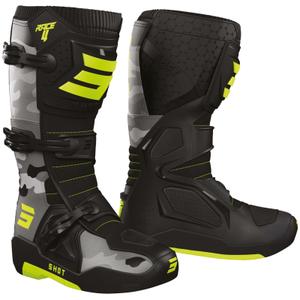 Shot Race 4 cizme de motocicletă camuflate galben-fluo