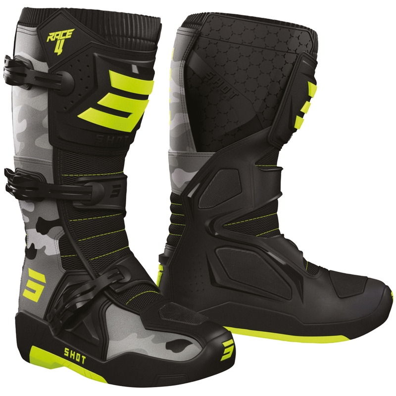 Ghete motocross Shot Race 4 camo-fluo galben