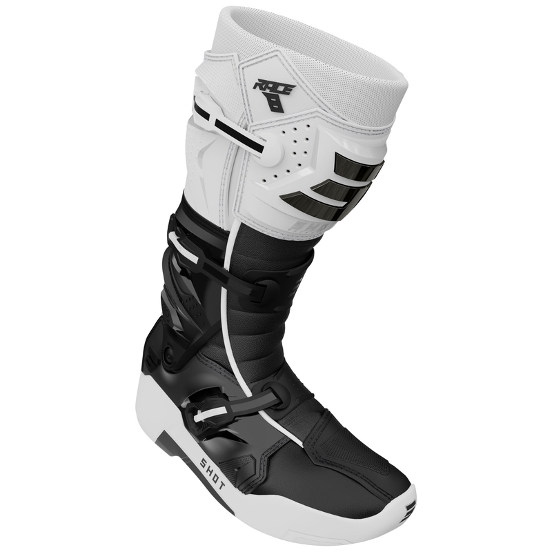 Ghete moto Shot Race 8 alb-negru