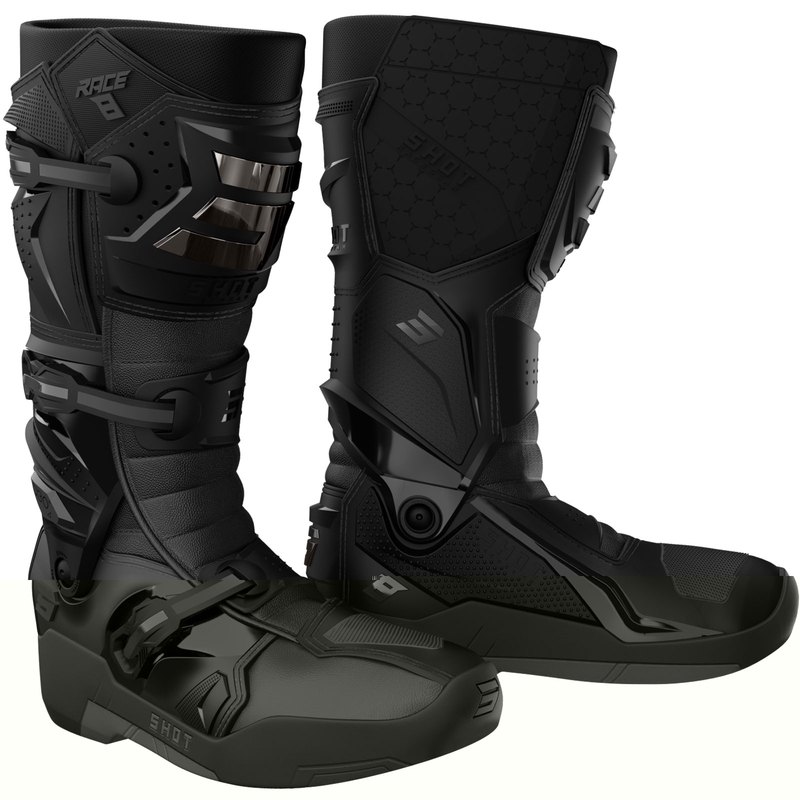 Ghete motocross Shot Race 8 Chrome, negre