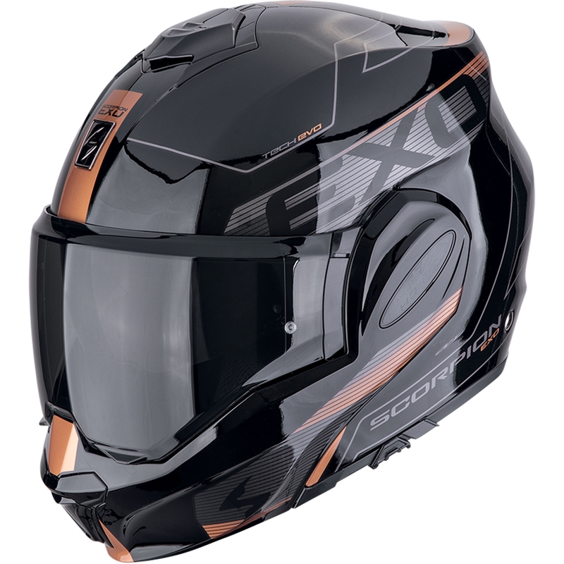 Cască de motocicletă rabatabilă Scorpion EXO-TECH EVO TRAVELER negru-cupru