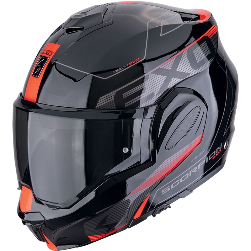 Casca de motociclete rabatabila Scorpion EXO-TECH EVO TRAVELER negru-rosu