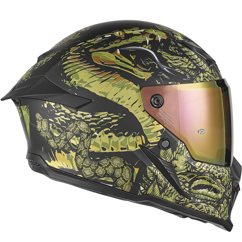 Cască integrală pentru motocicletă NOX Exlusiv Goliath Mythology negru mat-auriu