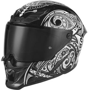 Cască integrală pentru motocicletă NOX Exlusiv Goliath Maori, negru mat-alb