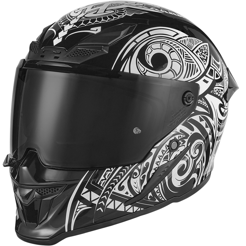 Cască integrală pentru motocicletă NOX Exlusiv Goliath Maori negru-alb