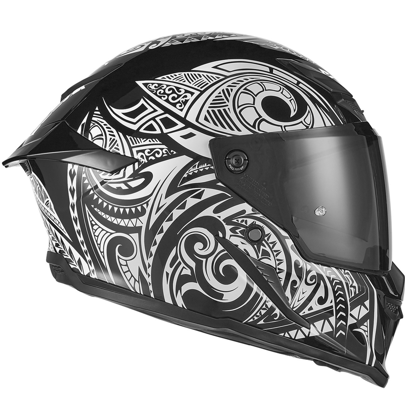 Cască integrală pentru motocicletă NOX Exlusiv Goliath Maori negru-alb
