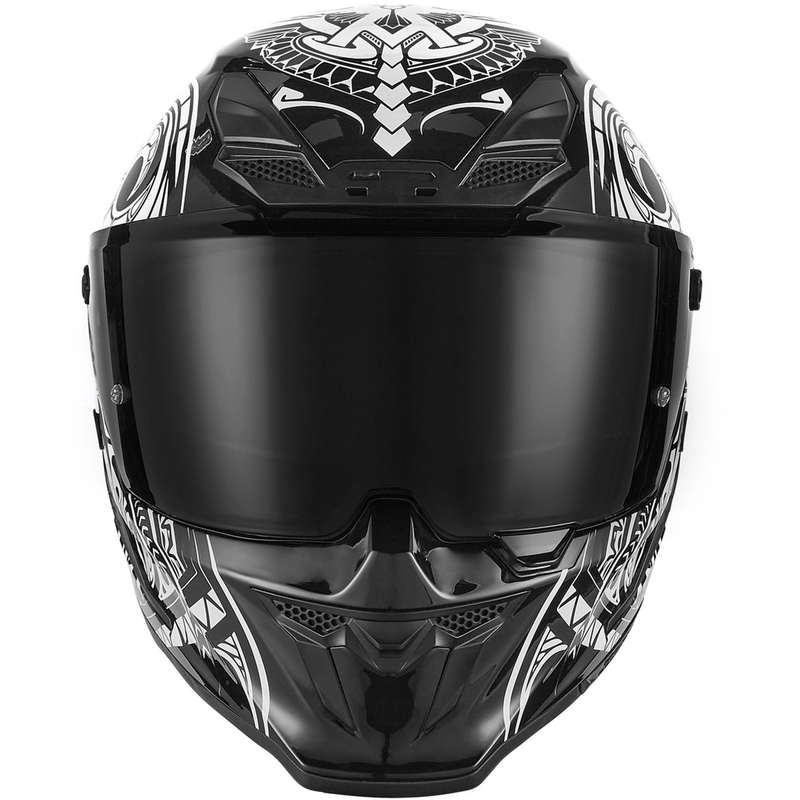 Cască integrală pentru motocicletă NOX Exlusiv Goliath Maori negru-alb