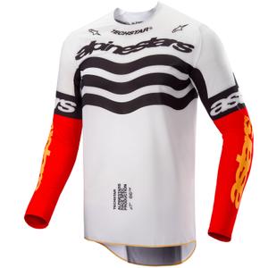 Tricou motocross Alpinestars Techstar ediție limitată Negru intens-alb-roșu fluo-portocaliu