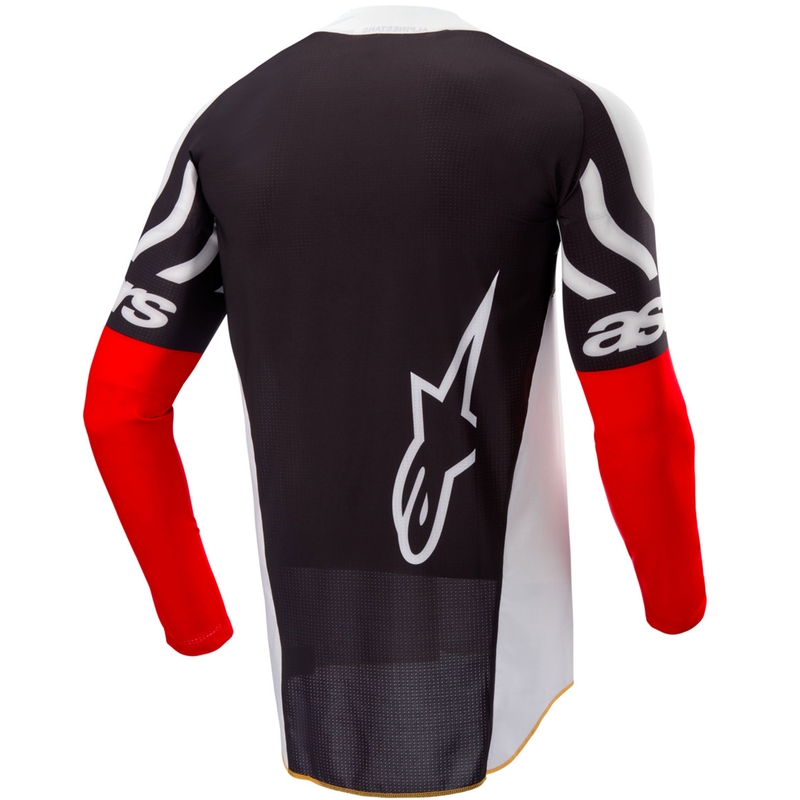 Tricou motocross Alpinestars Techstar ediție limitată Negru intens-alb-roșu fluo-portocaliu